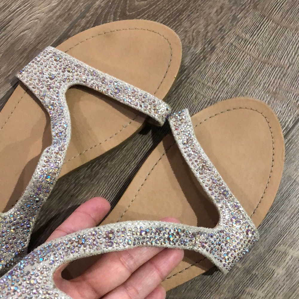 BCBGeneration ‘Bradin 2’ Crystal Studded Platinum Buckle Sandals - Picture 4 of 6